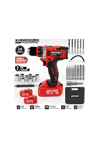 Km0101k 12v Metal Şanzıman Şarjlı Matkap 24 Parça Set