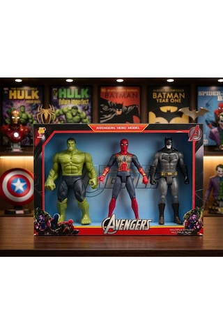 Efsanevi Kahramanlar Seti - Hulk, Örümcek Adam Ve Batman 30 Cm Dev Boy Avengers Karakterleri