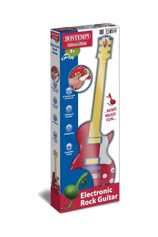 Elektronik Tuşlu Ve Telli Askılı Kırmızı Gitar