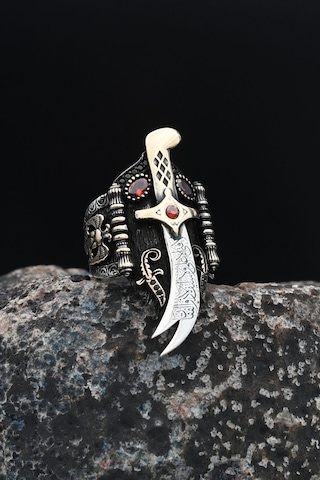 Prestij Gümüş Özel Tasarım Baş Parmak Zihgir Zülfikar Hz. Ali'nin Kılıcı 901551 Gümüş