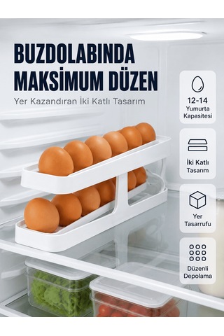 Shnstore Buzdolabı Yumurtalık Organizer Geniş Kapasiteli Yumurta Düzenleyici Rafı Shntknd0720 Çok Renkli
