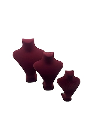 Yerli Üretim Süet Kumaş Bordo Renk Üç Boy Takı Mankeni Çok Renkli