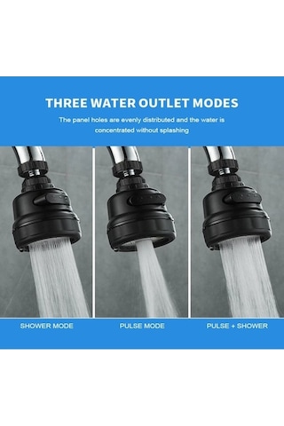 Joyhub Mingjin Shop2 Siyah Stil 360 Derece Döner Musluk Havalandırıcı Ayarlanabilir Mutfak Üç Modlu Püskürtücü Filtre Difüzör Su Tasarrufu Memesi Banyo Musluğu Konektörü Sj5cvj Renkli Çok Renkli