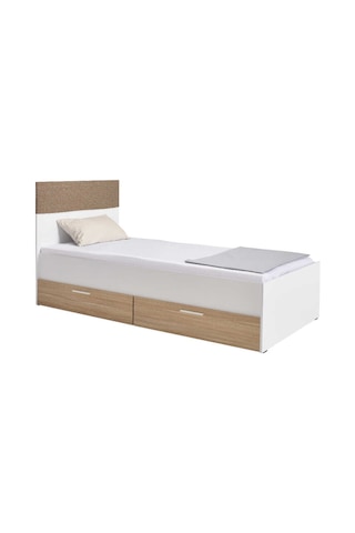 Adoremobilya Base Genç Odası 2 Çekmeceli Tek Kişilik Karyola - İtalyan Meşe-Beyaz