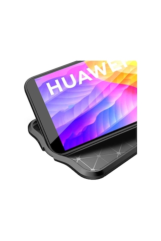 Huawei Y5p Kılıf Niss Deri Desenli Silikon Kılıf Siyah