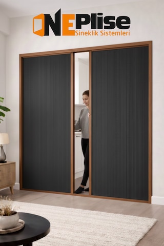 Premium Seri Duble Kapı Seperatörü-estetik Akordiyon Plise Perdesi Ölçü Aralığı 0-230 Cm X 0-230 Cm En: 0cm - 230cm X Boy: 0cm - 230cm