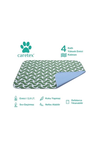 Abso Yıkanabilir Emici Köpek Pedi Kemik Baskılı Yeşil 100 x 100 CM
