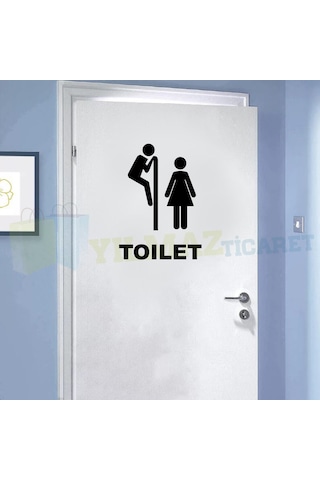 Yılmazetic Wc Toilet Kapı Klozet Yapıştırma Banyo Sticker 13 x 9 CM
