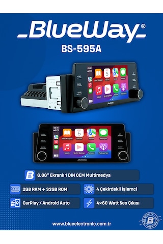 Blueway Bw-595a-6.86'' Android 2/32gb-4çekirdek-wifi-kablosuz Carplay-hd Kamera