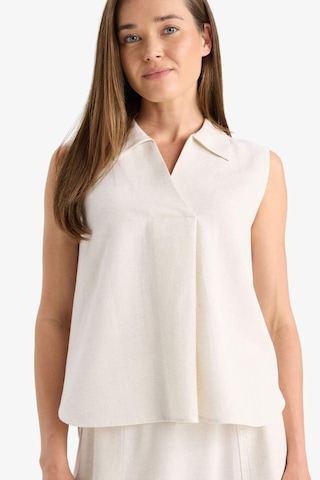 Defacto Regular Fit Polo Yaka Keten Karışımlı Kolsuz Bluz F0982ax25hser37 Ekru
