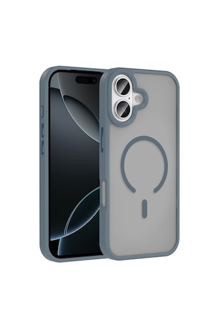 Apple Uyumlu iPhone 17 Kılıf M-safe Şarj Özellikli Mat Arka Yüzey Zore Sio Kapak Gri