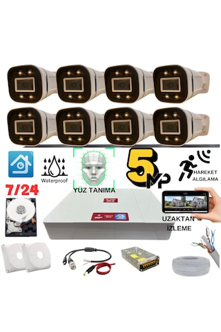 Arna 5 Mp Gece Renkli Yüz Tanıma Sesli H.265 500 Gb Hdd 8'li Set