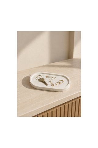 Dekoratif Oval Tepsi Takı, Anahtar Ve Aksesuar Düzenleyici 17,5 X 8 Cm Beyaz - 910555067 Beyaz - 910555067