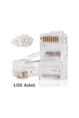 Rj45 Cat6 Altın Uçlu Jack Konnektör 100 Adet