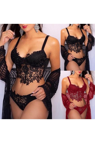 Sones Push Up Sütyen Ve Külot Takımları Kadın İç Çamaşırı Dantel İç Çamaşırı Kırmızı