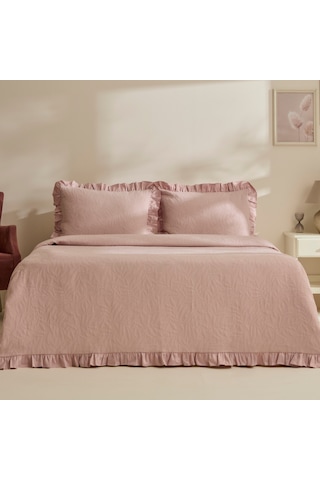 Karaca Home Branley Fırfırlı Tek Kişilik Yatak Örtüsü Takımı Pudra Pembe