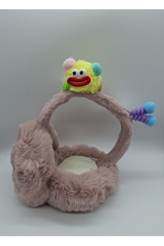 Kervan Pazarı Çocuk Peluş Katlanabilir Figürlü Kışlık Kulaklık Koyu Pembe