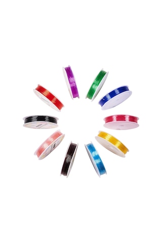 10 Adet. Renkli Misina. 1 Mm. Silikon Misine. Esnek. El İşi Takı.