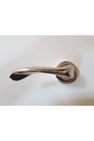 Çelik Kapı Kolu Rozetli Mercan Nikel Saten Sol