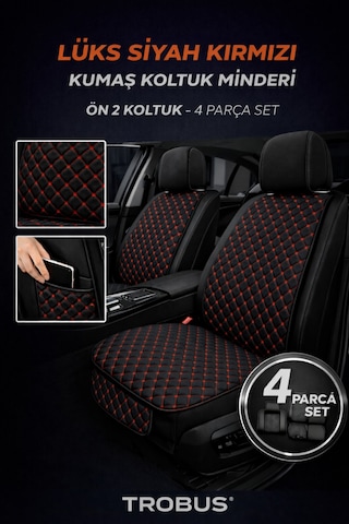 Fiat Doblo Uyumlu 5 Parça Terletmez Kumaş Koltuk Minderi Siyah Kırmızı