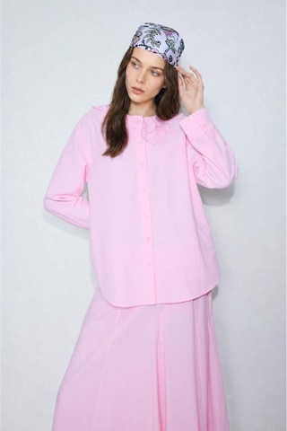 Defacto Regular Fıt Poplin Uzun Kollu Açık Pembe Tunik H6713ax26smpn105 Pembe-pn105