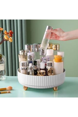 Moveevo Funest Makyaj Düzenleyici Plus, 360 Derece Dönebilen Kozmetik Masa Depolama Vitrin Kutusu Büyük Kapasiteli Yuvarlak