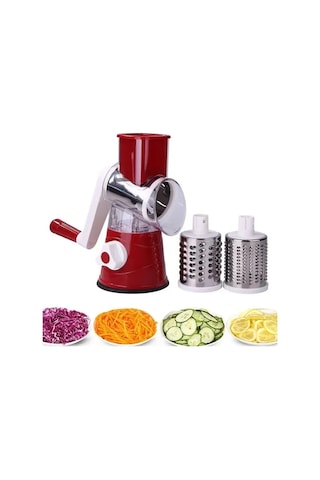 Monyee Ev Kullanıma El Çarklı Çok Fonksiyonlu Mutfak Dilimleyici - Sebze Işleme, Patates Dilimleme, Peynir Parçalama Kırmızı Kırmızı