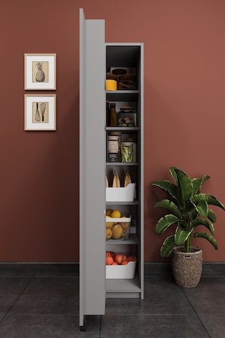 MK19 Kül Gri MK19 Kül Gri MK19 Kül Gri Lüks Çok Amaçlı Kiler Dolabı %100 Mdf Erzak Organizer Mutfak Dolabı Kül Gri MK19 Kül Gri