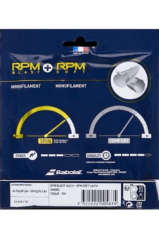 Babolat Hybrid RPM Blast 125 +RPM Soft 130 Tenis Kordaj Teli 12m