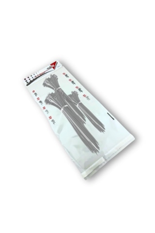 Plastik Kablo Bağı Klipsi Cırt Kelepçe 250-300-380 Mm X 4.8 Mm Siyah 20 Şer Adet Toplam 60 Adet Siyah