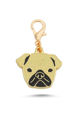 Pug Krem Altın Kaplama Mineli Tasma Aksesuarı Renkli