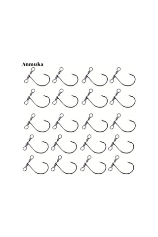 20 Parça Yumuşak Solucan Balıkçılık Kancası - Çift Delikli Dönerli Siyah Kanca