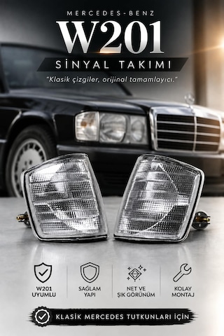 Mercedes W201 Şeffaf Sinyal Takımı - Duysuz Mercedes W201 Şeffaf Sinyal Takımı - Duysuz