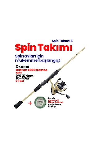 Okuma Outrax 4000 Combo Spin 9'0 274cm 10-40gr Makine Kamış İp Misina Set Okuma Outrax 4000 Combo Spin 9'0 274cm 10-40gr Makine Kamış İp Misina Set