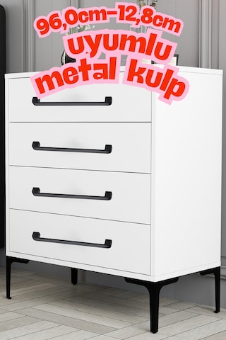 Radius Siyah Metal Mobilya Kulpu 128 Mm / 12,8 Cm Uyumlu Modern Mutfak Dolabı Çekmece Kulbu 9,6 12,8 Siyah Siyah