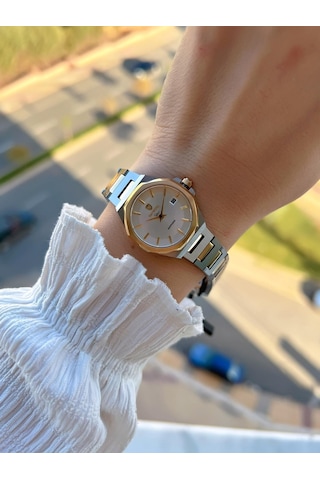 Raymond 2 Yıl Garantili Çelik Kasa Ve Kordon Kararma Renk Atma Yapmaz 5 Atm Kadın Kol Saati 611189.2 Gümüş - Sarı