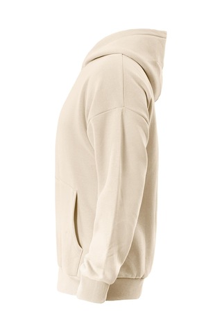 Unisex Theree Love Baskılı Kapüşonlu İçi Yumuşak Polarlı Oversize Sweatshirt - Bej Pembe