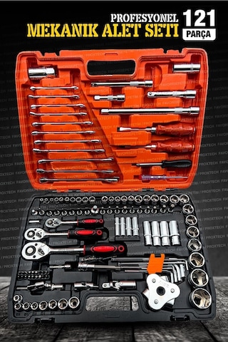 Profesyonel Mekanik Krom Çelik Premium Kalite 121 Parça Lokma Takımı 1/2-1/4-3/8 Full Set