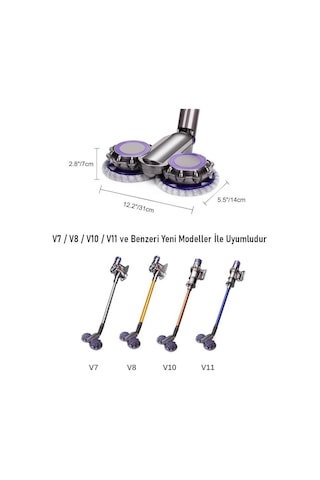 Valkyrie Uyumlu Paspas Başlığı Su Püskürtmeli Mop Başlık V7/v8/v10/v11/v15 6 Paspaslı