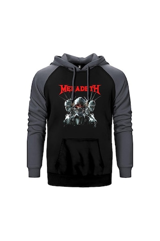Megadeth Robot Gri Renk Reglan Kol Sweatshirt / Hoodie