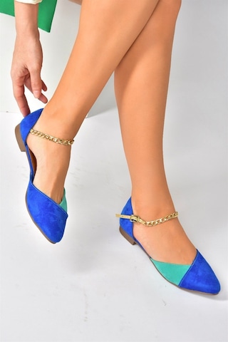 Fox Shoes Saks Mavi/su Yeşili Süet Zincir Detaylı Kadın Babet P726054502 Saks Mavi/su Yeşili-süet Saks Mavi - Su Yeşili