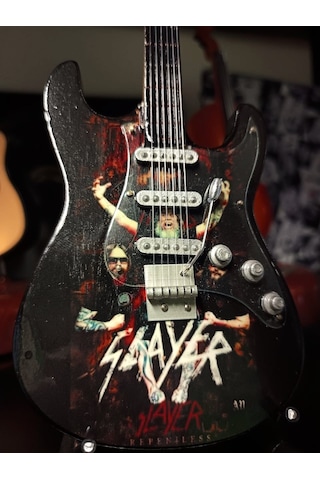 Slayer Rock Müzik Grubu Elektro Gitar El Yapımı Ahşap Minyatür He