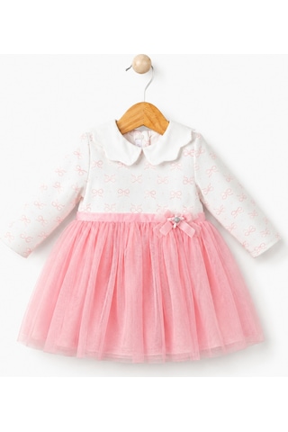 Babyhola Fiyonk Detaylı Tül Etek Kız Çocuk Elbise 15348 Pembe