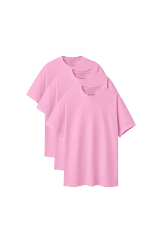 Velvoria Unisex Oversize Basic 3'lü Pembe Renk T-shirt Çok Renkli20