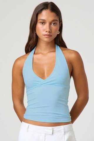 Seeh Mavi Boynu Bağlamalı Body Sh223