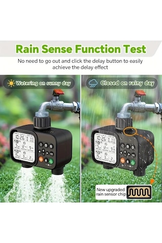 Pazly Bahçe Sulama Zamanlayıcı Wt08 Otomatik 2 Çıkışlı Dış Mekan Program Kontrol Cihazı Yağmur Gecikme Auto Sulama