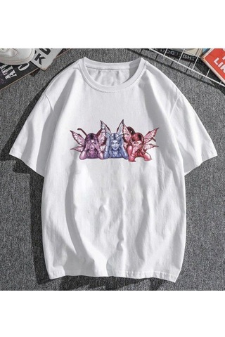 Pisa Art Winged Girls Beyaz Unisex Oversize T-shirt Rsts2332 Beyaz