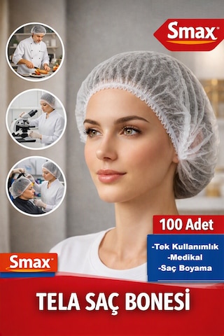 Saç Bonesi Bone Beyaz Tek Kullanımlık 100 Lü Paket Medikal Bone Tek Kullanımlık Saç Bonesi 100 Lü