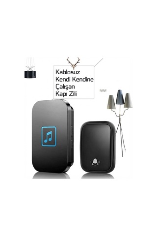 Pilsiz Led Li Modern Kablosuz Kapı Zili - 1 Zil Alıcısı 1 Kapı Butonu 300m Menzil / 60 Melodi / 5 S