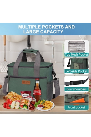 Shineyee 8 Saat Isı/sıcaklık Saklama, 600d Oxford, Leakproof, 24 Kutu Kapasitesi, Çift Çekmeceli, El/omuz Taşıma, Piknik/outdoor Isı Saklama Çantası Çok Renkli